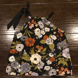 LOFT Outlet | Charcoal Flower Tie Neck Tank